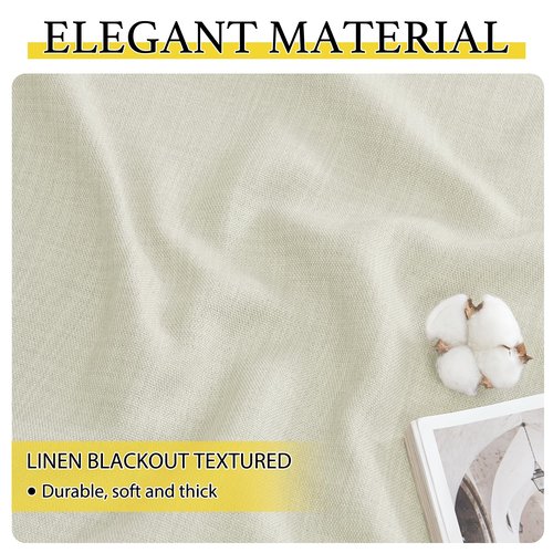 NICETOWN Natural Linen Room Darkening Curtain Valances for, Grommet Faux Linen Blend Short Curtains Thermal Insulated Window Tiers for Kitchen Over Sink, W52 x L30, Set of 2