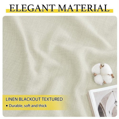 NICETOWN Natural Linen Room Darkening Curtain Valances for, Grommet Faux Linen Blend Short Curtains Thermal Insulated Window Tiers for Kitchen Over Sink, W52 x L30, Set of 2