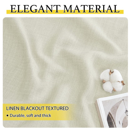 NICETOWN 24 inch Long Blackout Tiers, Farmhouse Grommet Half Window Curtains, Light Block Small Window Valances for Kitchen Cupboard, Covering for Bathroom, W34 x L24, Natural, 2 Panels