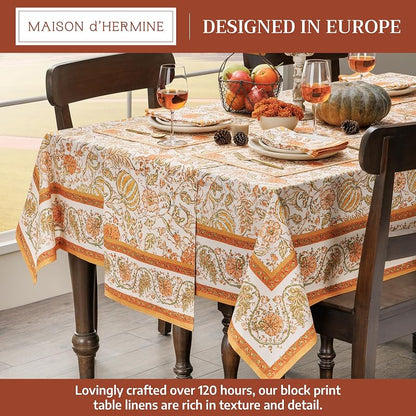 Pumpkin Spice 60" x 120" Rectangular Cotton Tablecloth - 100% Cotton, Maison d'Hermine (Variation 007)
