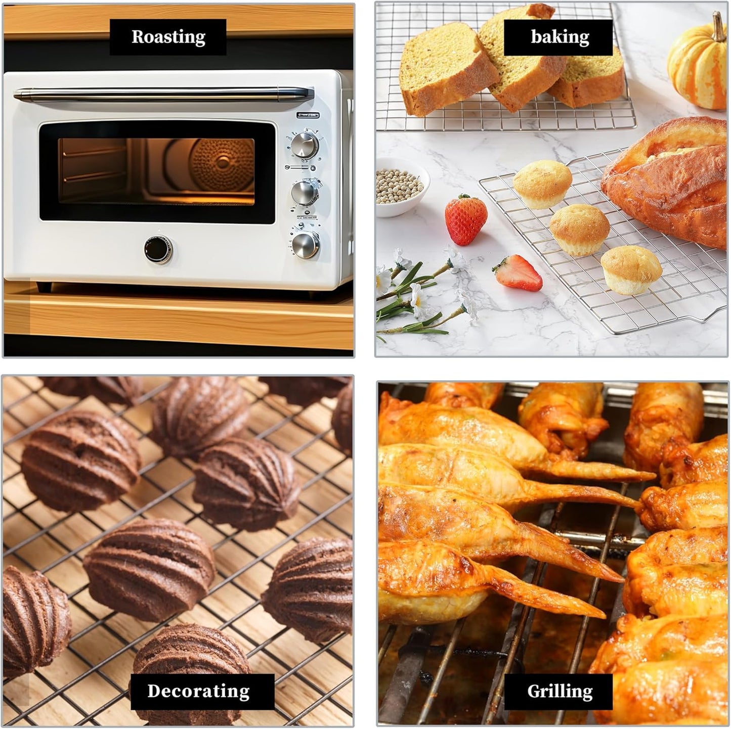 VRUIFA Cooling Racks - 2PCS Stainless Steel Wire Racks for Baking & Cooking | Fits 10" x 15" Sheet Pan
