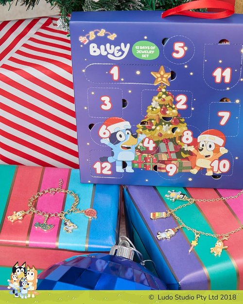 Bluey Jewelry Advent Gift Set - 12-Piece Necklace, Bracelet & Charms for Christmas Fun