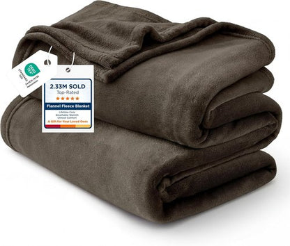 Bedsure GentleSoft Brown Fleece Blanket - King Size Plush Cozy Microfiber, 108x90 Inches