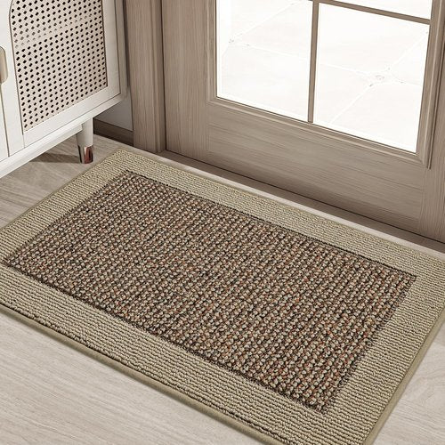 BEQHAUSE Indoor Door Mat - Non-Slip, Washable Dirt Trapper Rug | 20" x 32", Taupe Color