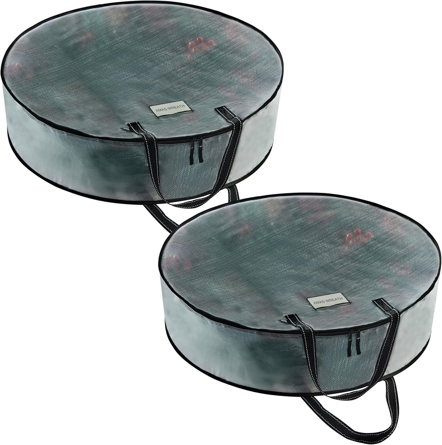 VENO Wreath Storage Container - 24 Inch Heavy Duty Clear Bag with Wall Hanging Handles | 2 Pack