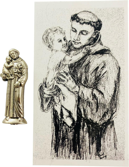 Westman Works St. Anthony Prayer Kit - Patron Saint of Lost Causes with Pocket Statue & Holy Card