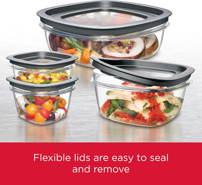 Rubbermaid Premier Food Storage Containers - 10 Piece Set | BPA-Free, Microwave & Dishwasher Safe, Grey