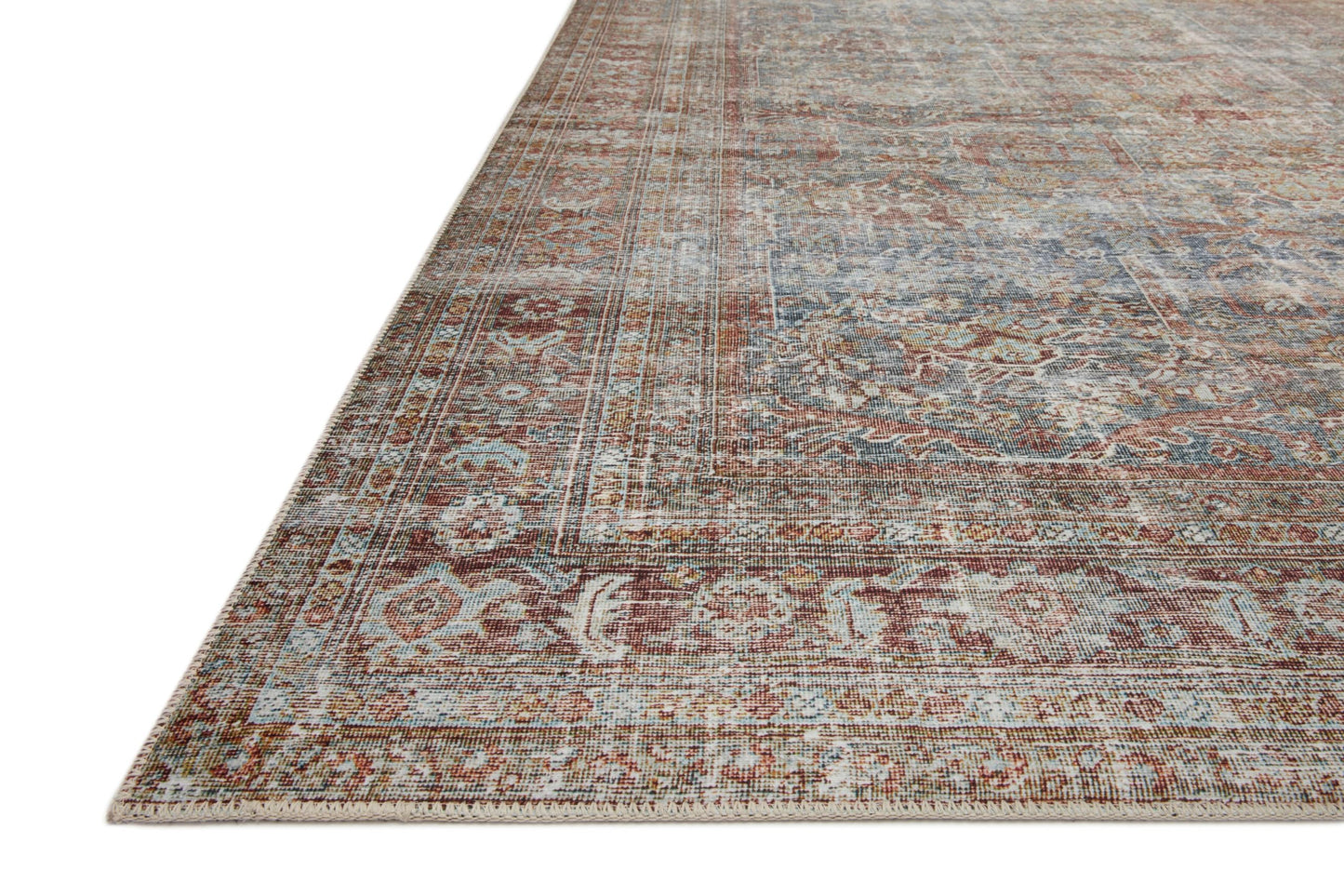Loloi Chris Loves Julia Jules Collection JUL-05 Lagoon/Brick 2'-6'' x 7'-6'', .13" Pile Height, Runner Rug