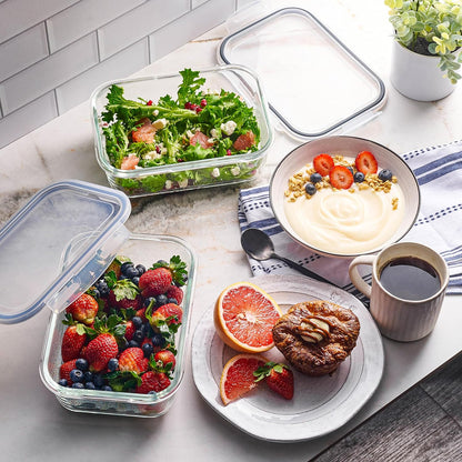 Skiennix 8-Cup Glass Food Storage Containers - Airtight Meal Prep Set with Lids | Freezer & Microwave Safe