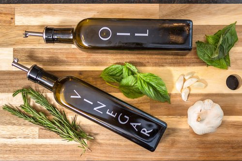 Craft Connections Co Olive Oil & Vinegar Infusion Kit - Book with 40 Recipes, Set of Green Glass Bottles with Dispensers, Mason Jar, Funnel & Strainer, and Thermometer