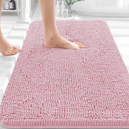 OLANLY Bathroom Rugs - Extra Soft Absorbent Chenille Bath Mats | Quick-Dry Rubber Backing, 36x24, Dusty Rose