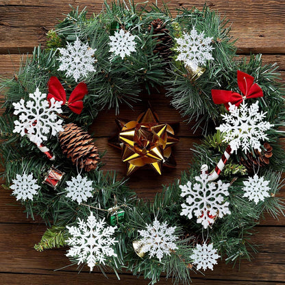 Skiennix 36-Piece Christmas Silver Snowflake Ornaments - Glittery Winter Tree Decorations