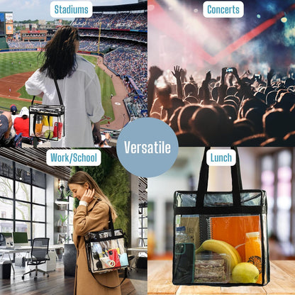 VENO Clear Tote Bag - Stadium Approved 2-Pack | Large Transparent Crossbody Bags for Events