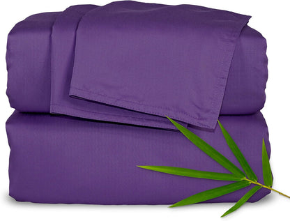Pure Bamboo Twin Sheets - Luxuriously Soft 100% Organic Viscose Bed Sheet Set | Cooling & Durable (Twin, Purple)