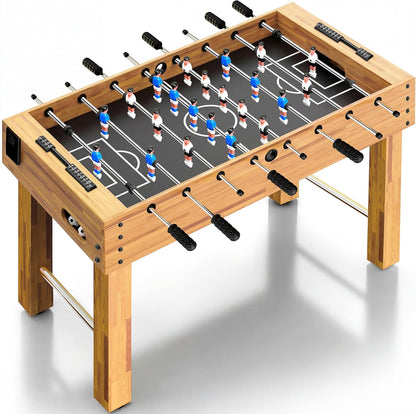 SereneLife 48-Inch Competition Foosball Table - Adjustable Height Arcade Soccer Set for Home & Game Room - Includes 2 Balls & Cup Holders, Natural Finish