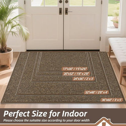BEQHAUSE Dirt Trapper Door Mat - Non-Slip, Washable, Absorbent 32" x 48" Entrance Mat | Brown