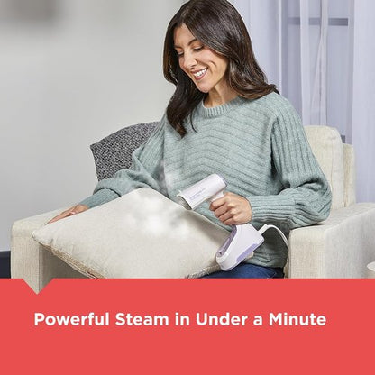 BLACK+DECKER Easy Store Pro Foldable Steamer - 45-Second Heat Up, Extra Long Power Cord & Lint Remover Attachment for Clothes, Drapes & Upholstery