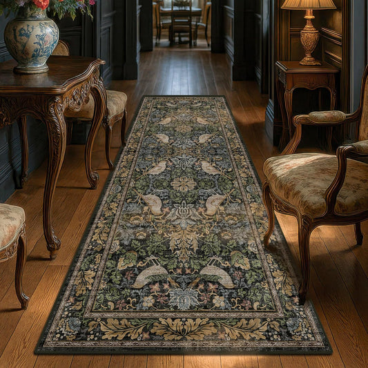Skiennix Floral Kitchen Runner Rug - Boho Birds & Leaves Pattern | 2x6 Non-Slip, Washable Design for Hallway & Entryway
