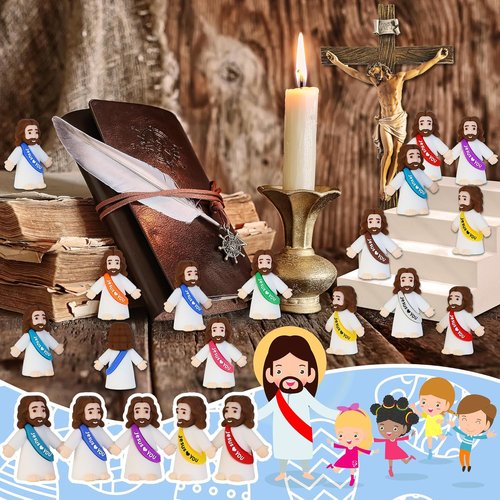 Bamamon Mini Jesus Figurines - 50 Pcs Easter Party Favors for Sunday School & Baptism Gifts