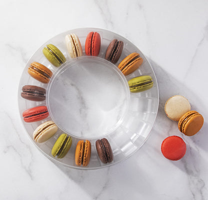 Pastry Chef's Boutique Clear Plastic Round Crown Circular French Macarons Packaging Gift Boxes - Holds 16 Macarons - Pack of 6 - PACKAGING ONLY