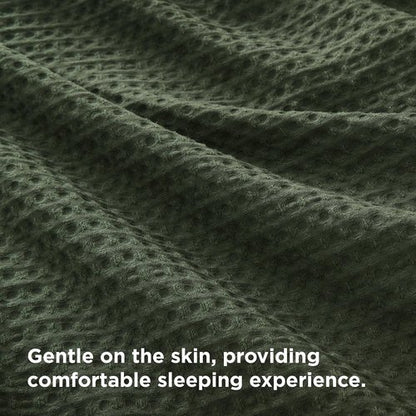 Bedsure Luxury Waffle Duvet Cover - Soft Olive Green Queen Size Bedding Set with 2 Pillow Shams (90"x90")