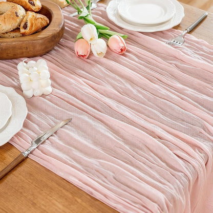 Regine Switzerland Cheesecloth Table Runner - 10 Ft Boho Rustic Sheer Decor in Dusty Pink | Perfect for Centerpieces
