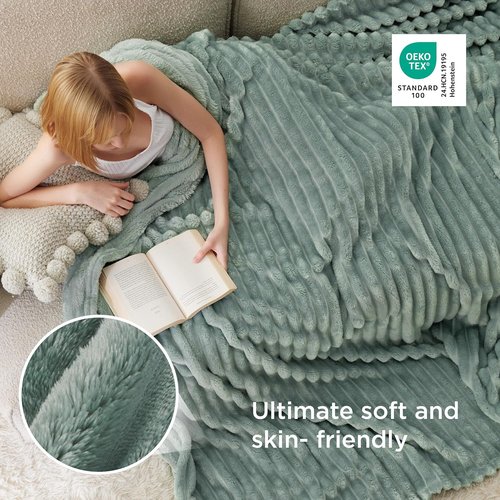 Bedsure GentleSoft Fleece Blanket - Cozy Sage Green Throw for Bed, 120x120 Inches, Perfect for Women & Girls