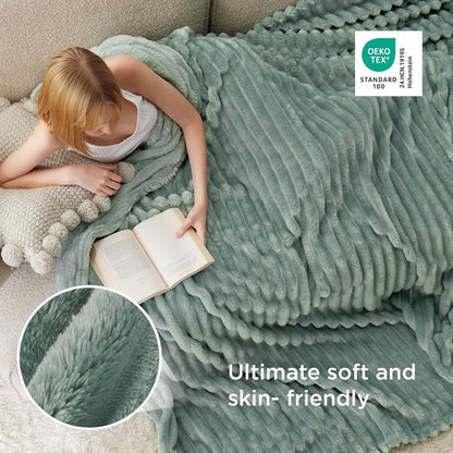Bedsure GentleSoft Fleece Blanket - Cozy Sage Green Throw for Bed, 120x120 Inches, Perfect for Women & Girls