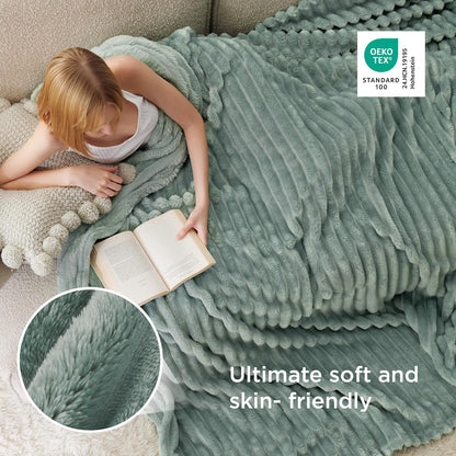 Bedsure GentleSoft Queen Size Blanket - Cozy Sage Green Fleece Throw, 90x90 Inches for Ultimate Comfort