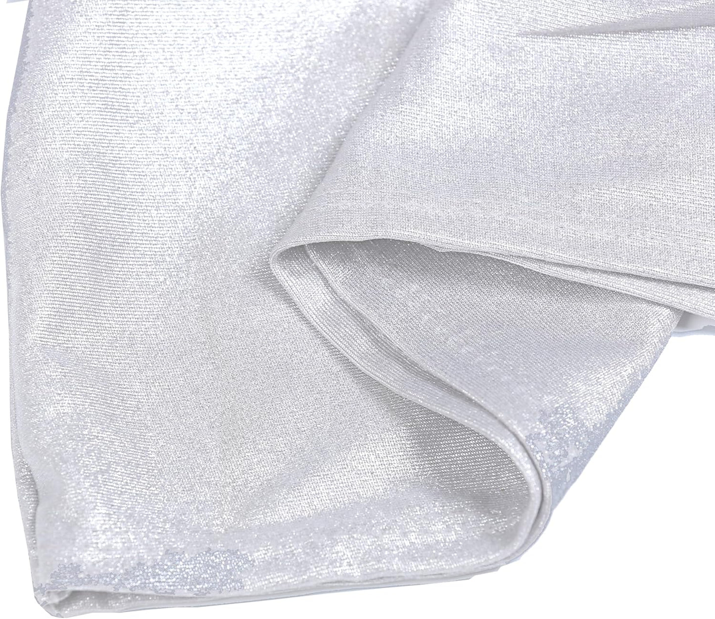 MDS Spandex Foil Chair Sashes - Universal Fit Elastic Stretch Bands with Buckle for Weddings | Metallic Silver, Pack of 150