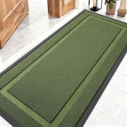 OLANLY Indoor Outdoor Front Door Mat - Waterproof All-Weather Doormat, Easy Clean, 59x23, Classic Green