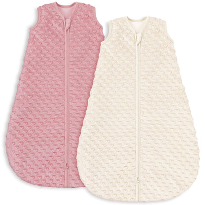 Yoofoss Fleece Baby Sleep Sack 6-12 Months with Plush Dots, TOG 1.5 Baby Wearable Blanket with 2-Way Zipper, Cotton Toddler Sleep Sack Fleece