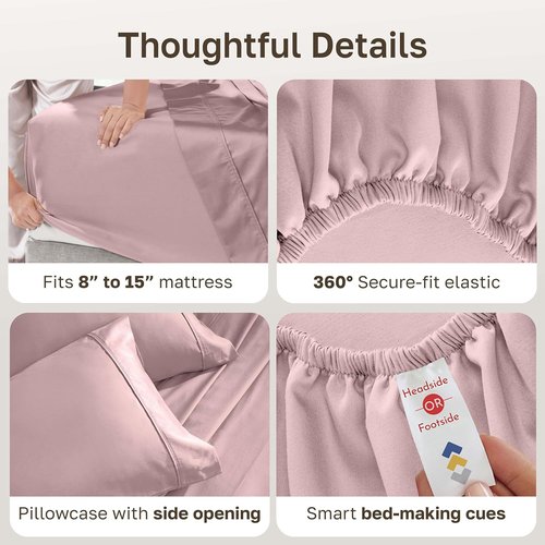 California Design Den 100% Cotton Twin Size Sheet Set - 400 Thread Count, Award-Winning Sateen Finish, Cozy Mauve Bedding