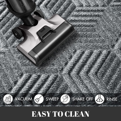 Yimobra Large Waterproof Door Mat - Heavy Duty Non-Slip Entrance Mat 36x24 | Black Gray Design
