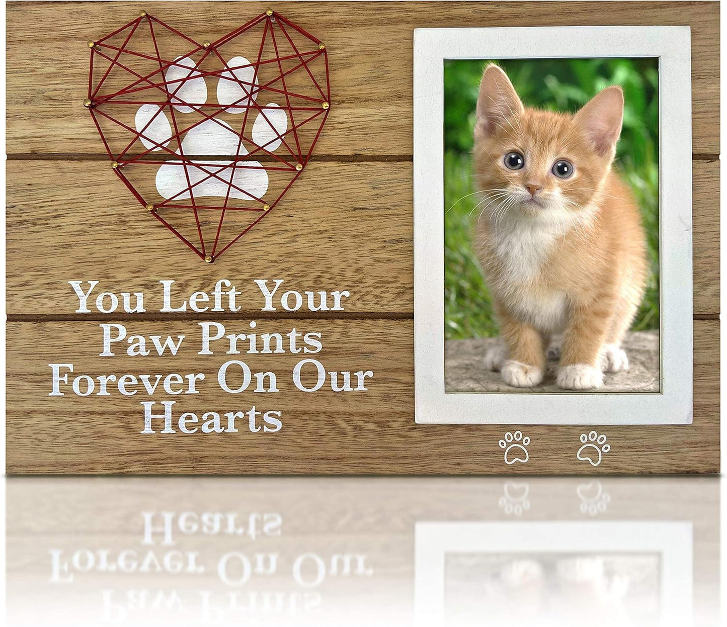 OakiWay Pet Memorial Picture Frame - 4x6 Paw Print Design | Heart Woven Remembrance Gift