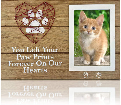OakiWay Pet Memorial Picture Frame - 4x6 Paw Print Design | Heart Woven Remembrance Gift