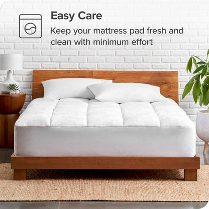 Bare Home Full Mattress Pad - Pillow Top Reversible - Soft Mattress Topper - Cooling Breathable - 8" to 24" Deep Pocket - Fitted Cover - Plush Noiseless Protector (Full)