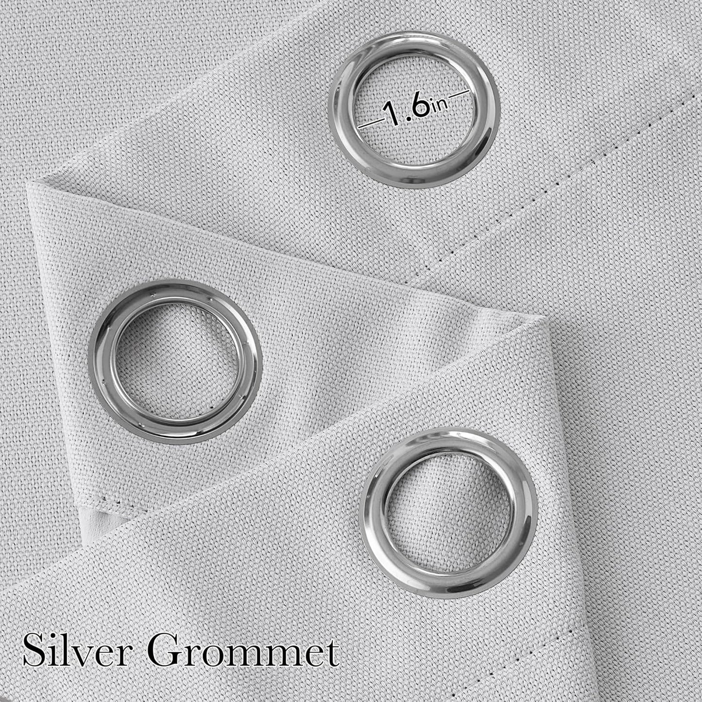 NICETOWN Blackout Curtains - Short Faux Linen Privacy Panels for Kitchen | 63-Inch Grommet Top, Greyish White, 2 Panels