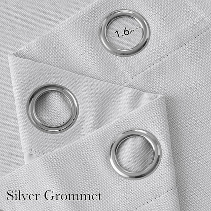 NICETOWN Blackout Curtains - Short Faux Linen Privacy Panels for Kitchen | 63-Inch Grommet Top, Greyish White, 2 Panels