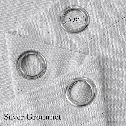NICETOWN Short Faux Linen Greyish White Blackout Curtains 63 inches Long for Kitchen - Privacy Panels for Living Room Bedroom, Modern Farmhouse Style Easy Care Grommet Top, 2 Panels, W42 by L63