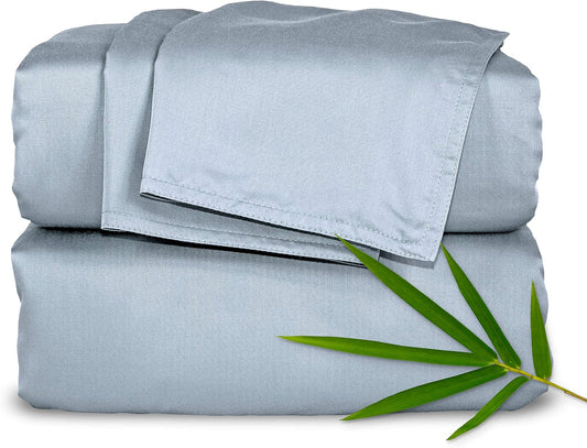 Pure Bamboo Queen Sheets - Luxuriously Soft & Cooling 100% Organic Viscose Bed Set | Sterling Blue