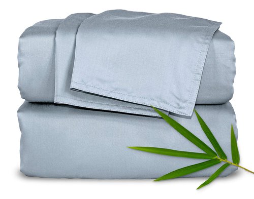 Pure Bamboo Queen Sheets, Genuine 100% Organic Viscose Derived from Bamboo Bed Sheet Set, Luxuriously Soft & Cooling, Double Stitching, 2 Year Quality Promise (Queen, Sterling Blue)