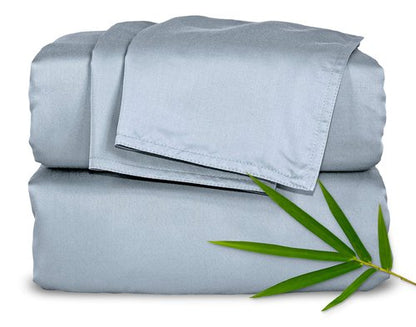 Pure Bamboo Queen Sheets, Genuine 100% Organic Viscose Derived from Bamboo Bed Sheet Set, Luxuriously Soft & Cooling, Double Stitching, 2 Year Quality Promise (Queen, Sterling Blue)