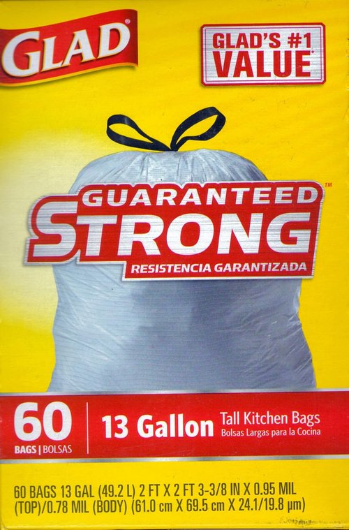 Glad Tall Kitchen Drawstring Trash Bags - 13 Gallon Capacity, 60 Count, Reinforced Design