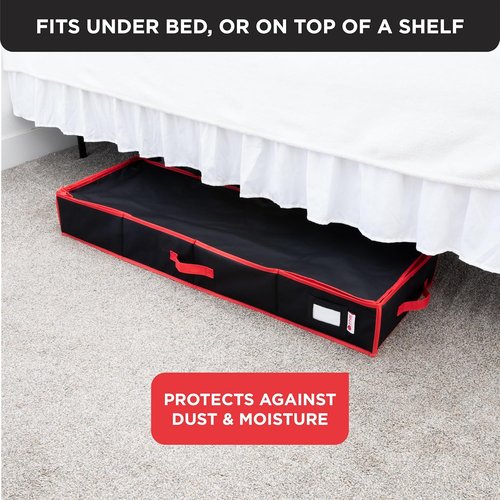 HOLDN’ STORAGE Premium Wrapping Paper Storage Container - Durable 600D Tear-Proof Design, Fits 27 Rolls, Extra Pockets for Ribbons & Bows, Black Underbed Storage for Holidays