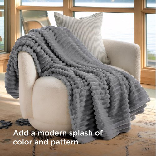 Bedsure GentleSoft Fleece Blanket - Cozy Frost Gray Throw for Couch, Perfect 60x80 Inches Size