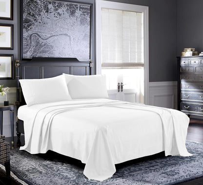 Pure Bedding Queen Sheet Set - 4-Piece Luxury White Bed Sheets | Soft 1800 Brushed Microfiber, Deep Pocket Design