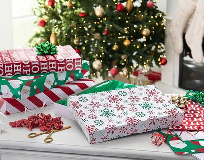 American Greetings Christmas Gift Boxes - Festive Designs, Assorted Sizes (6 Medium & 4 Large) for Holidays
