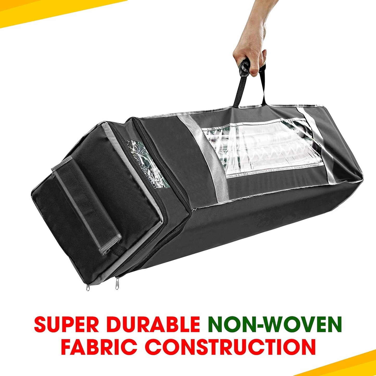 ProPik Holiday Wrapping Paper Storage Organizer Bag - Heavy Duty with Pocket & Clear Window | 47" x 10" x 10" (Black)