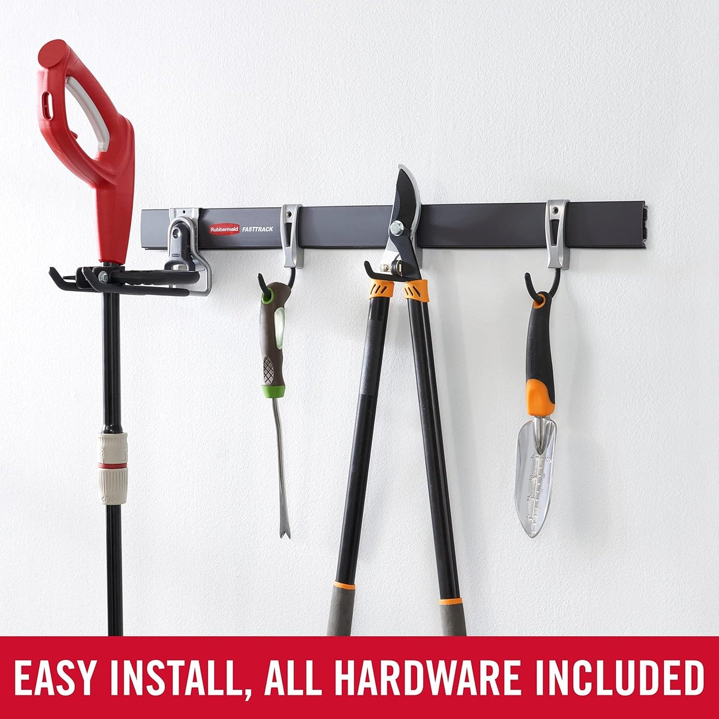 Rubbermaid FastTrack Utility Hooks - Heavy-Duty 5-Piece Tool Organizer Kit for Garage & Shed